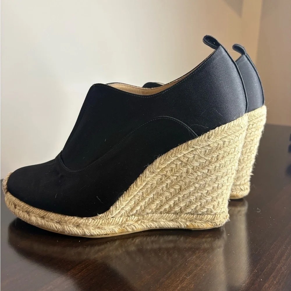 REED KRAKOFF Black Satin High-Cut Espadrille Wedges - Size 38 (US 7.5) - 4
